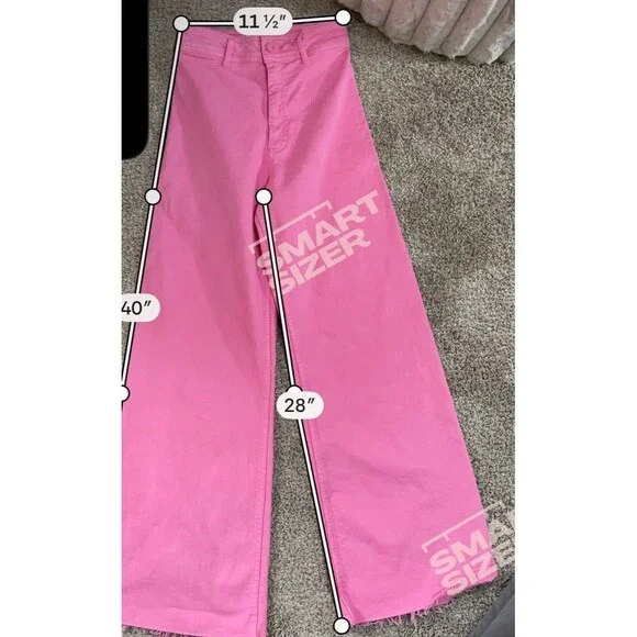 NWOT Zara pink wide leg denim pants 0 - Picture 4 of 4